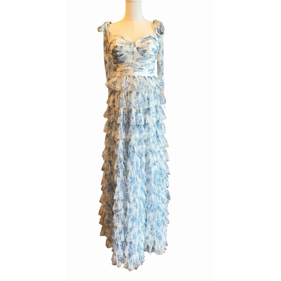 B Smart Maxi Dress Juniors 7 Blue Bonnet Fairy Cinderella Ball Gown Prom Wedding - Picture 4 of 9